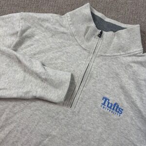 Cutter & Buck Light Gray Cotton Quarter Zip Men's Size Large Tufts University